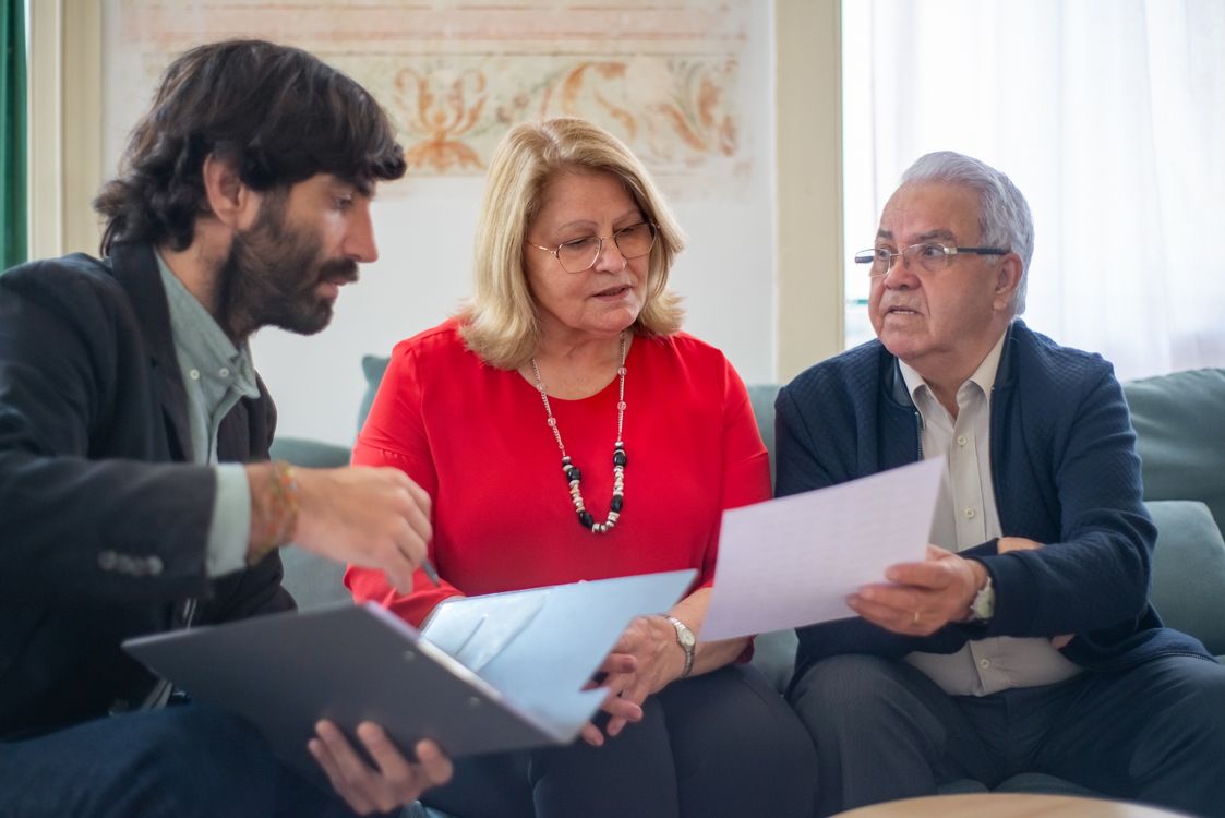 Professional advisor discussing a succession plan with clients